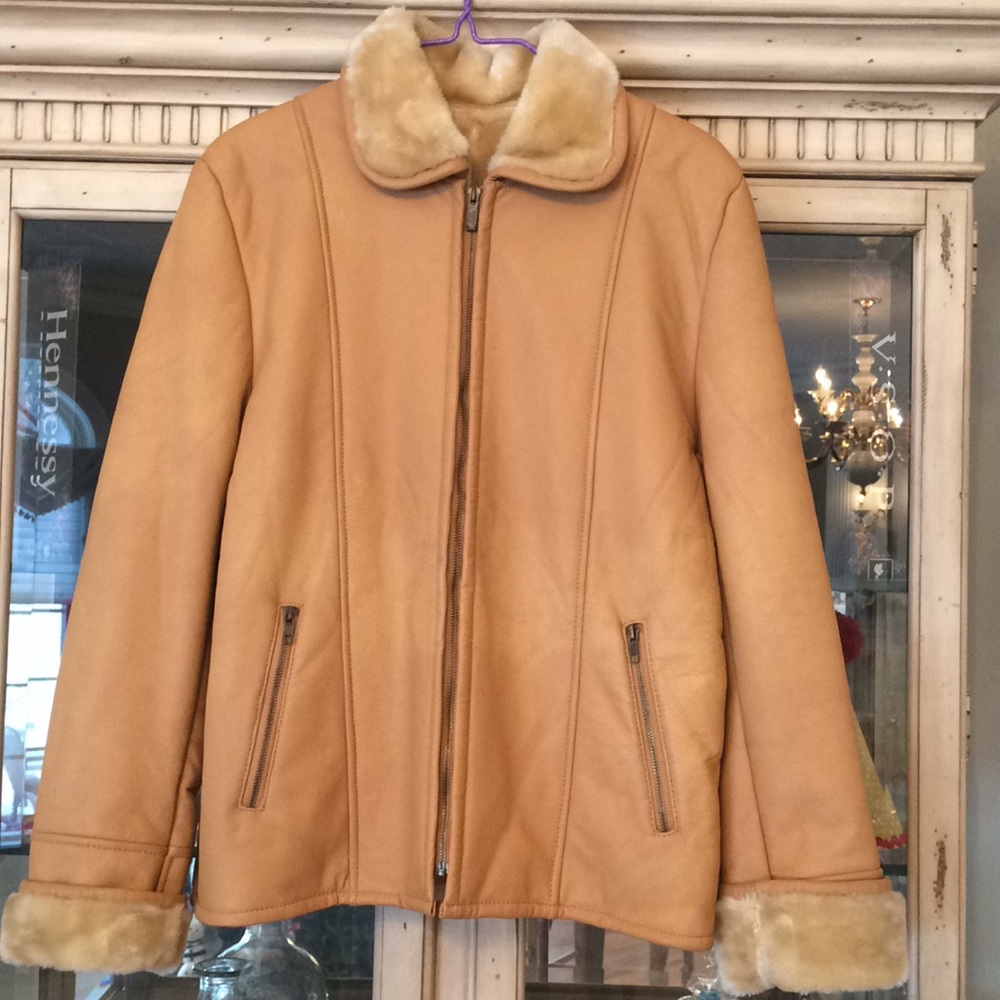 Springwell Leather Shearling Style Jacket Size Xl - image 1